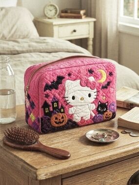 Sanrio Hello Kitty Mummy Quilted Cosmetic Large Bag 11x4x6 NWT